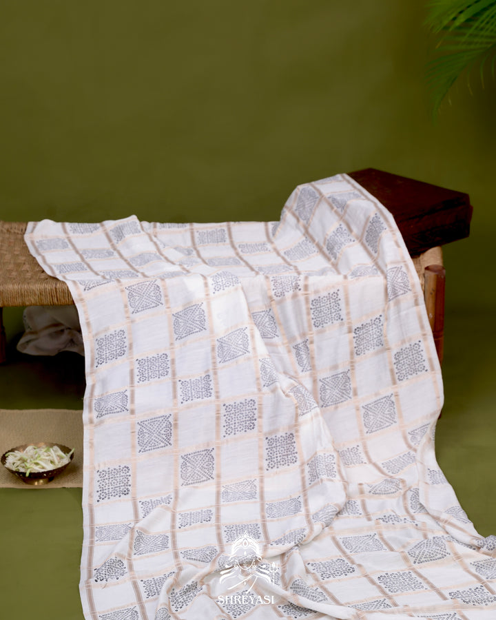 Gharchola-Style Bandhini Matka Silk Saree with Zari Checks