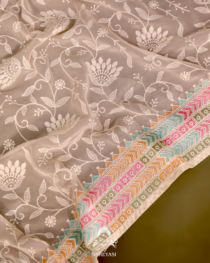 Georgette Saree with Chikankari Inspired Embroidery