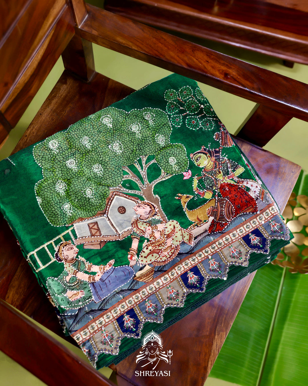 Pure Crepe Silk Saree with Kantha Embroidery