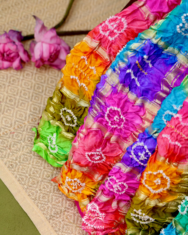 Pure Gaji Silk Gharchola Saree with Hand-Knotted Bandhej