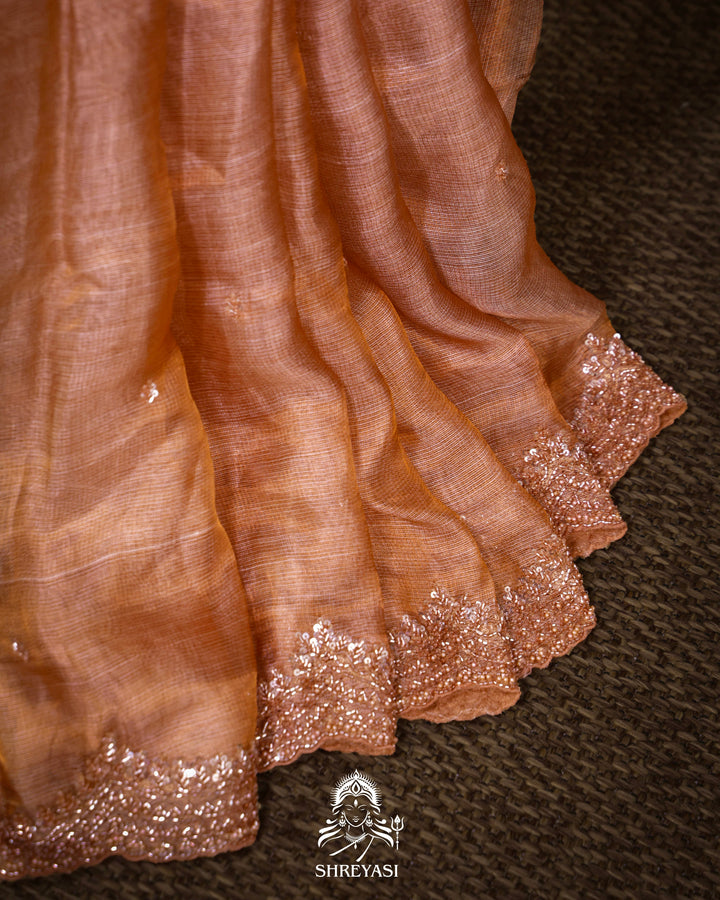 Handloom Pure Tissue Kota Saree with Hand Embroidered Borders