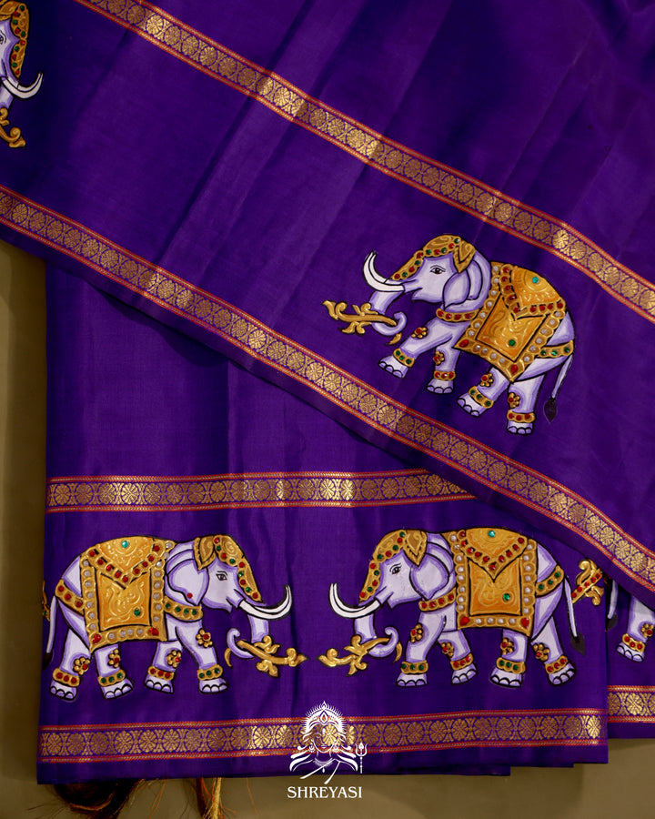 Kanjivaram Silk Saree with Real Zari and Tanjore Artwork