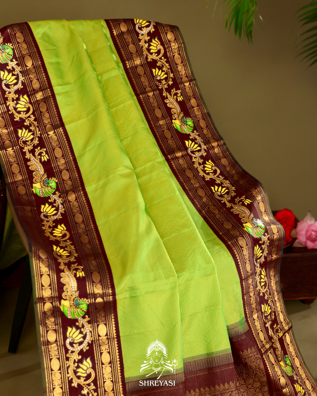 Kanjivaram Silk Saree with Tanjore Artwork