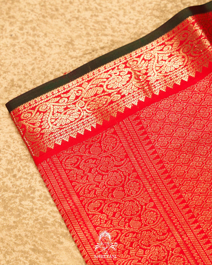 Handloom Pure Kanjivaram Silk Saree in MS Blue with Classic Vintage Borders