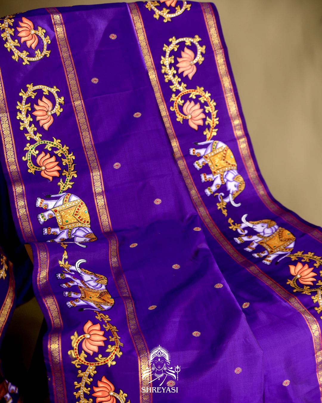 Kanjivaram Silk Saree with Real Zari and Tanjore Artwork