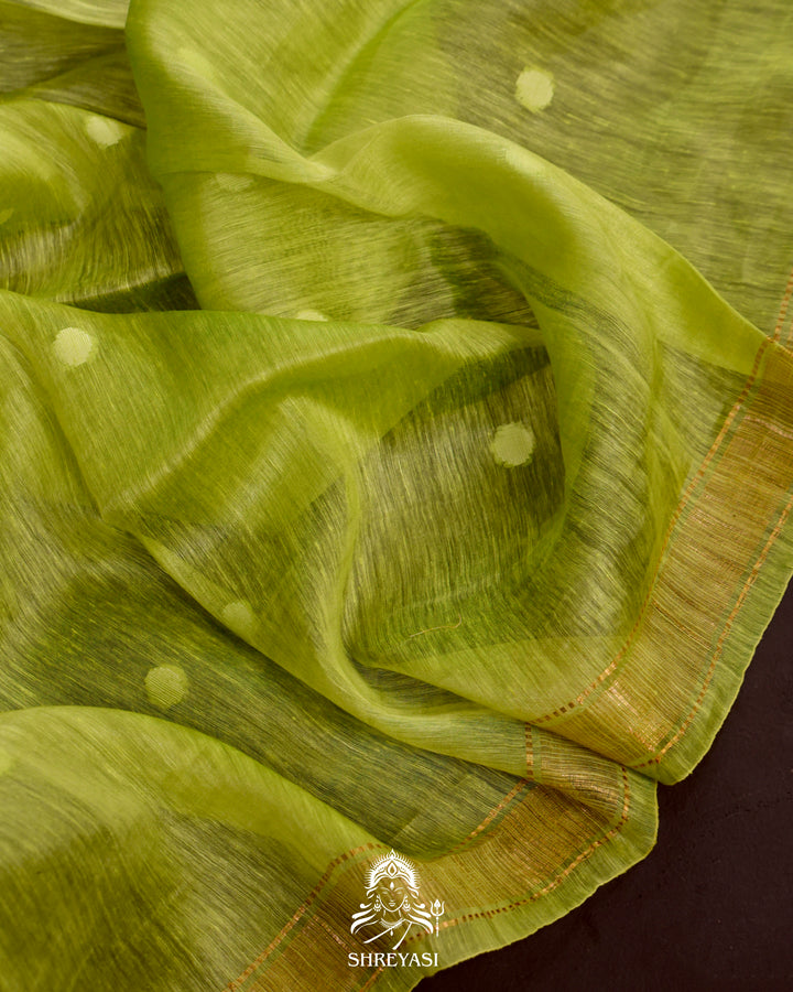 Handloom Pure Linen Saree with Zari Border