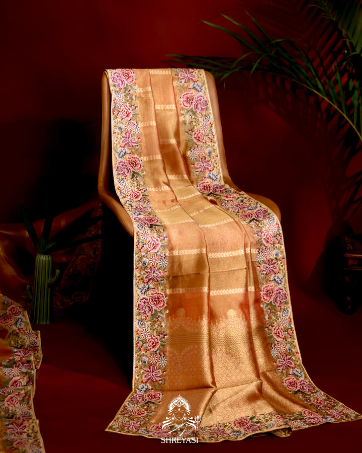 Banarasi Tissue Silk Saree with Petit Point Embroidery