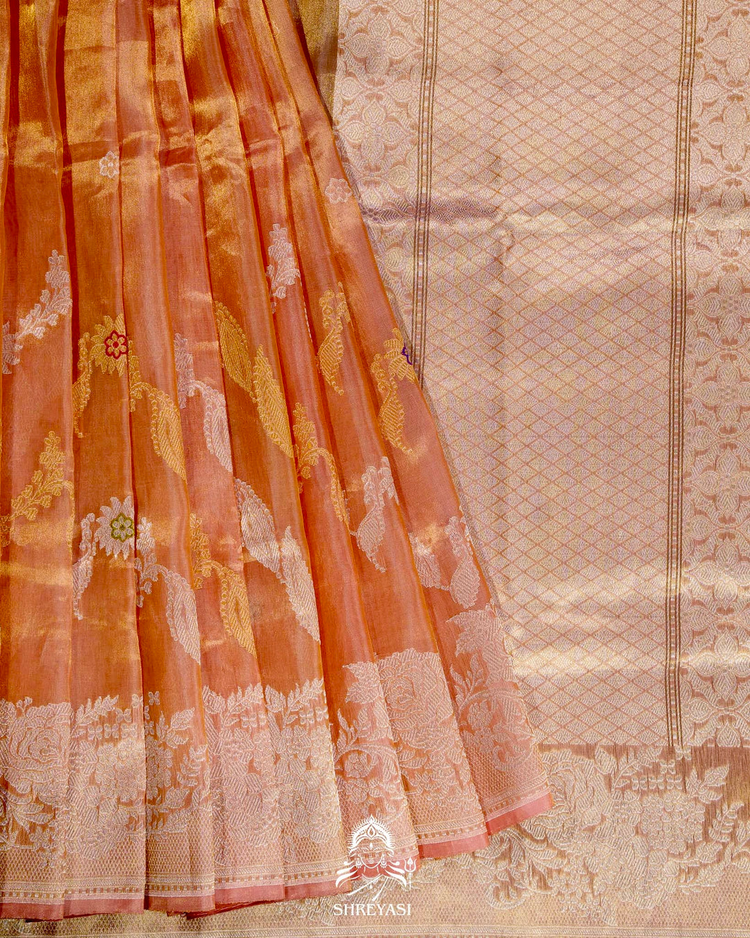 Banarasi Ektara Kora Tissue Silk Saree with Embroidered Blouse