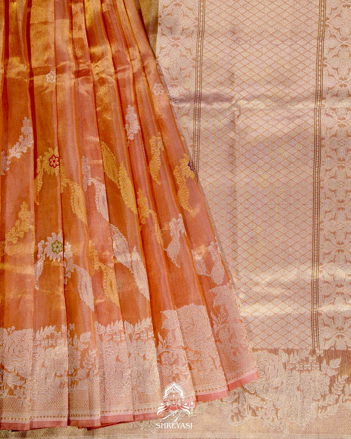 Banarasi Ektara Kora Tissue Silk Saree with Embroidered Blouse