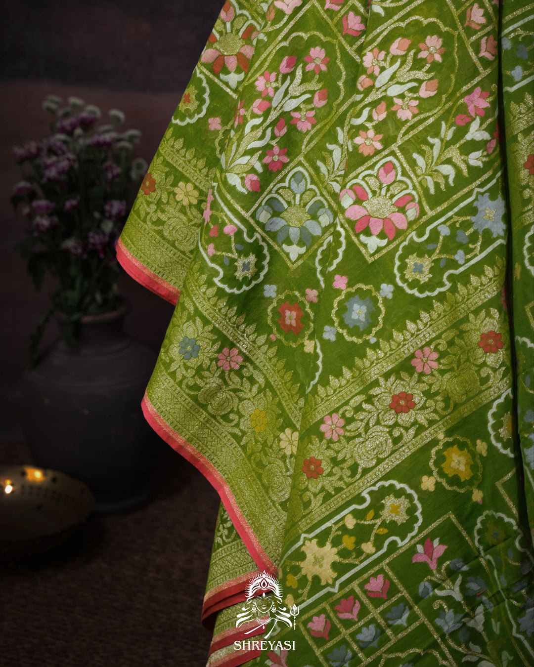 Handloom Banarasi Pure Cotton Jamdani Saree
