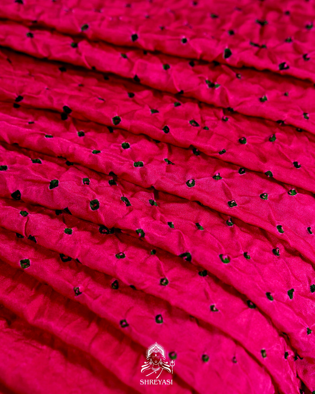 Handloom Pure Bandhani Gaji Silk Saree with Hand-Knotted Bandhej and Multicolored Bandhani Pallu
