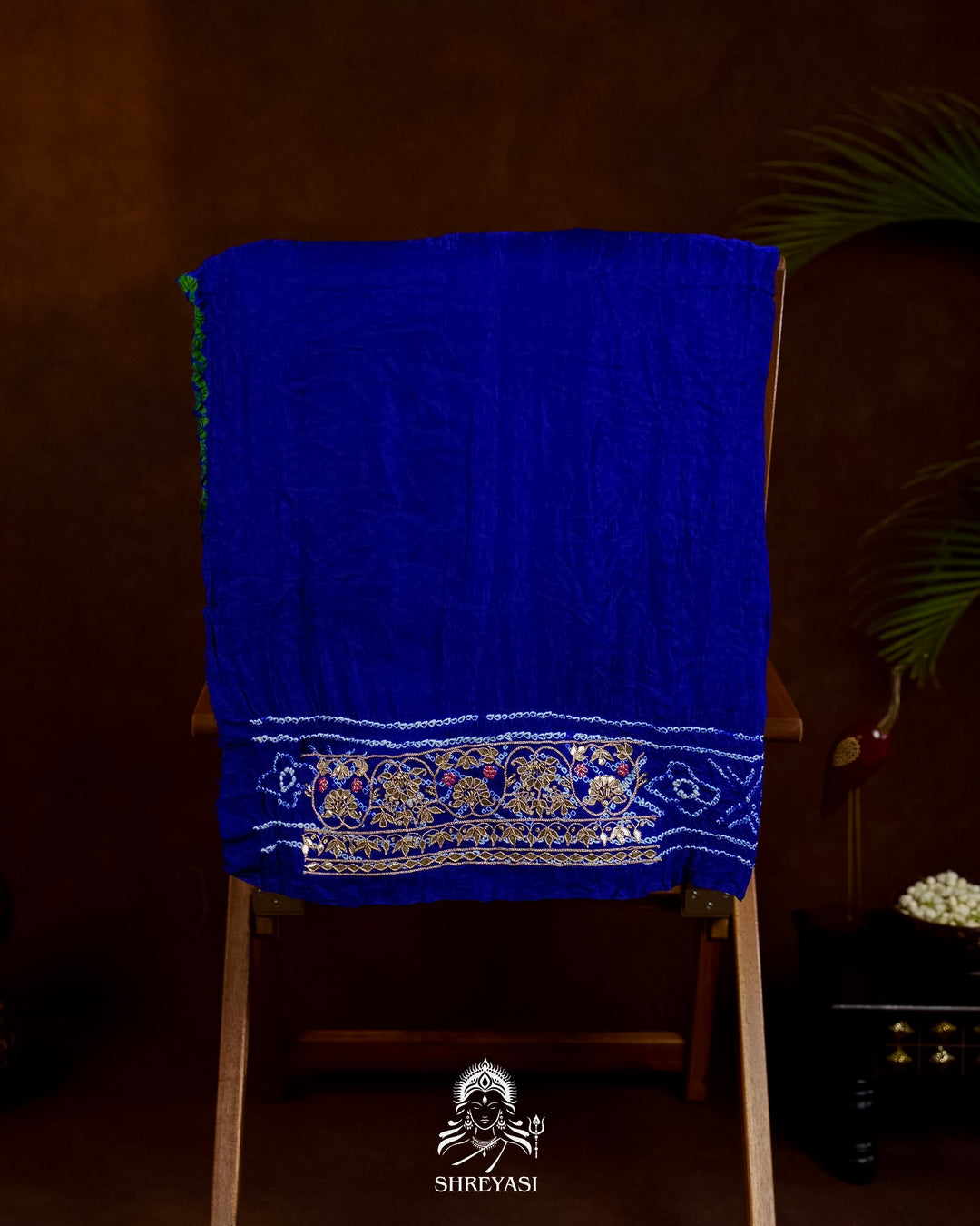 Handloom Pure Gaji Silk Gharchola Bandhej Saree with Multicolor Bandhani, Multicolor Pallu & Handcrafted Gota Patti Borders