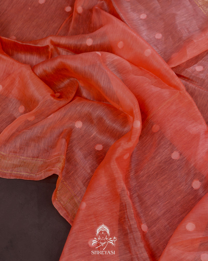 Handloom Pure Linen Saree with Zari Border