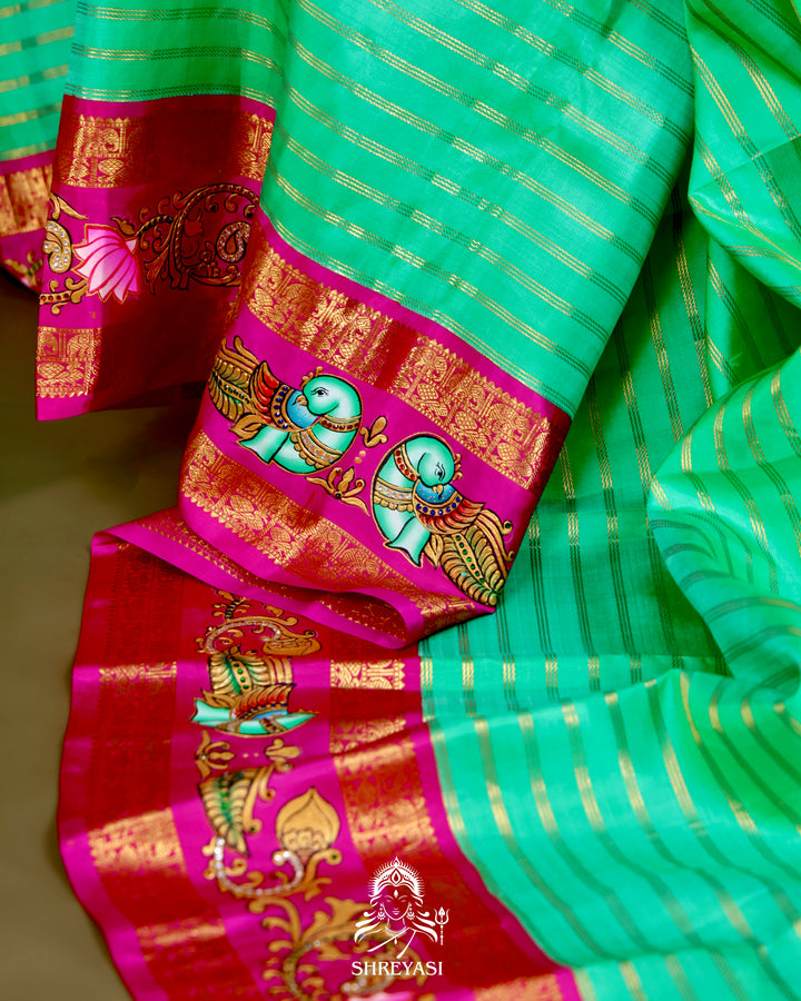 Kanjivaram Silk Saree with Tanjore Artwork