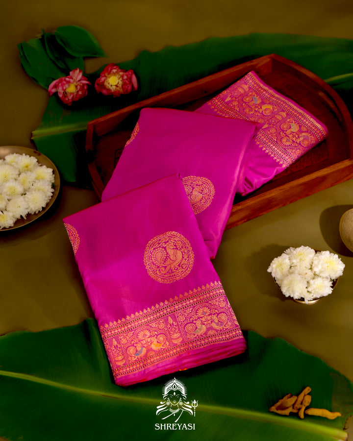 Banarasi Ektara Silk Saree with Kadwa Meenakari Weaving