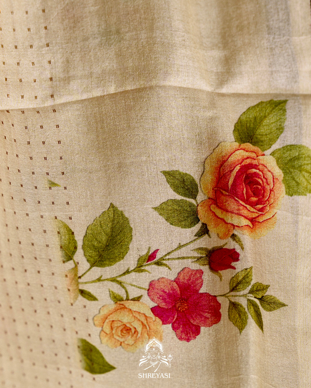 Handloom Pure Desi Tussar Silk Saree with Digital Floral Print