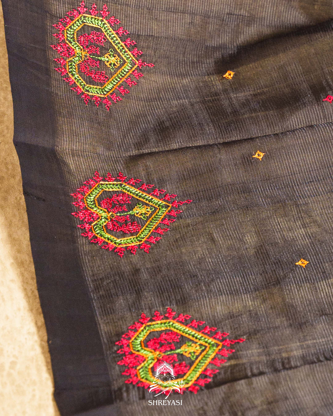 Handloom Pure Mangalagiri Silk Sarees with Mirror Work & Embroidery | Pen Kalamkari Blouse
