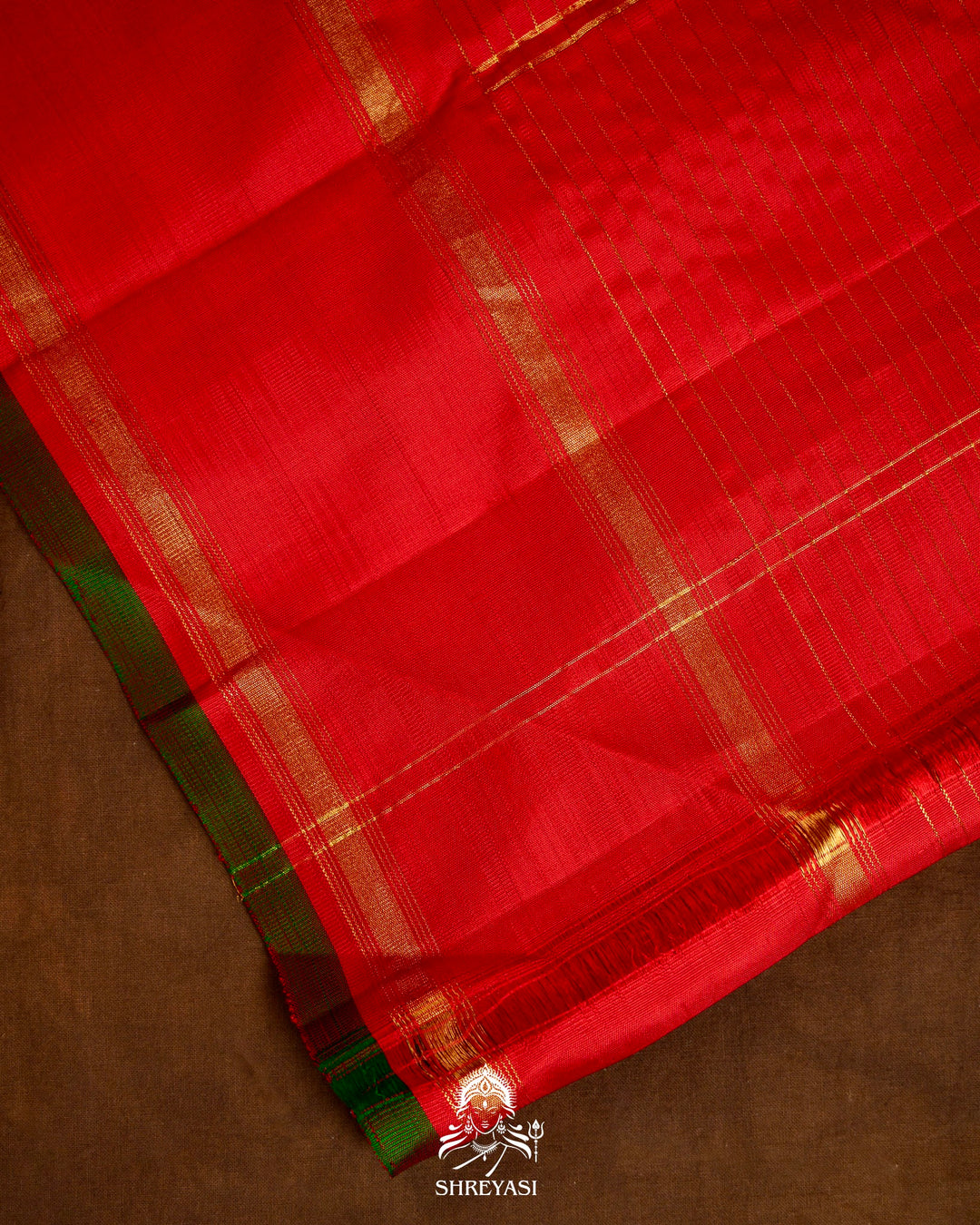 Handloom Pure Gadwal Silk Saree in Crimson Red with Gold Zari Checks