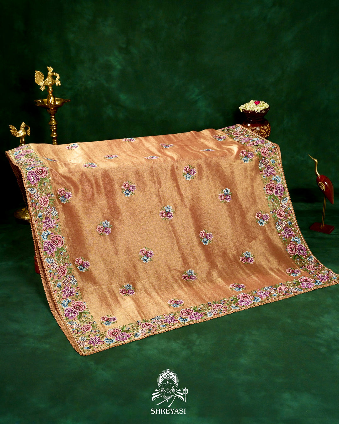 Banarasi Tissue Silk Saree with Petit Point Embroidery