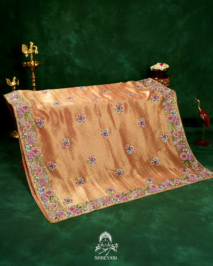Banarasi Tissue Silk Saree with Petit Point Embroidery