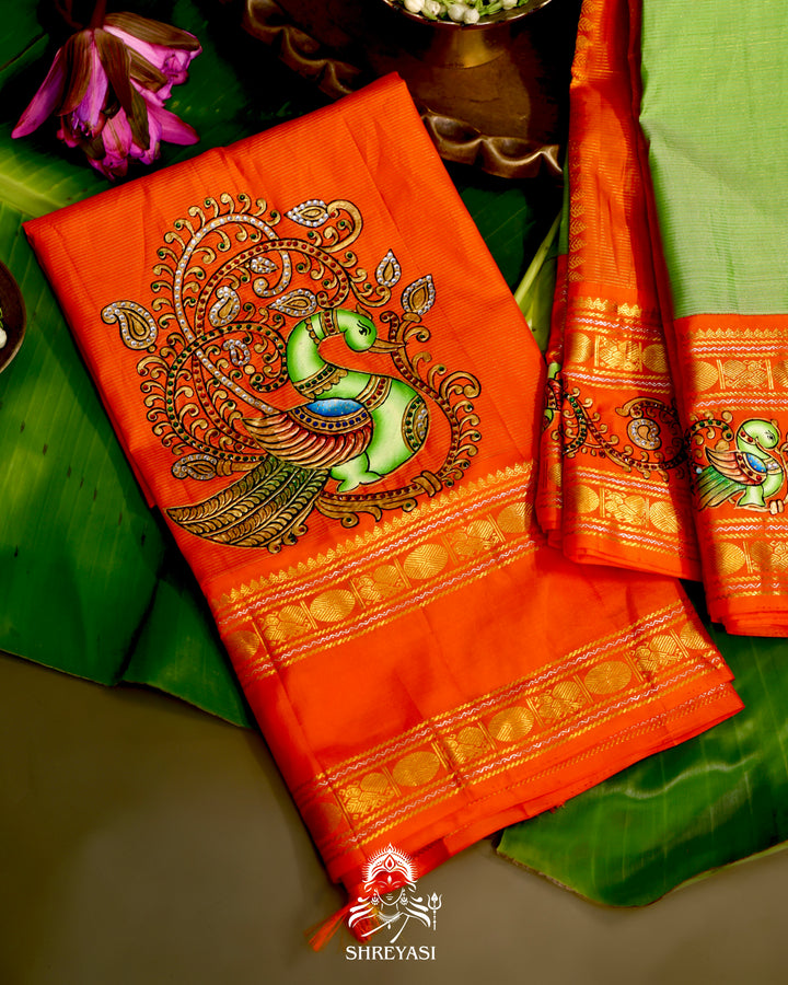 Kanjivaram Silk Saree with Tanjore Artwork