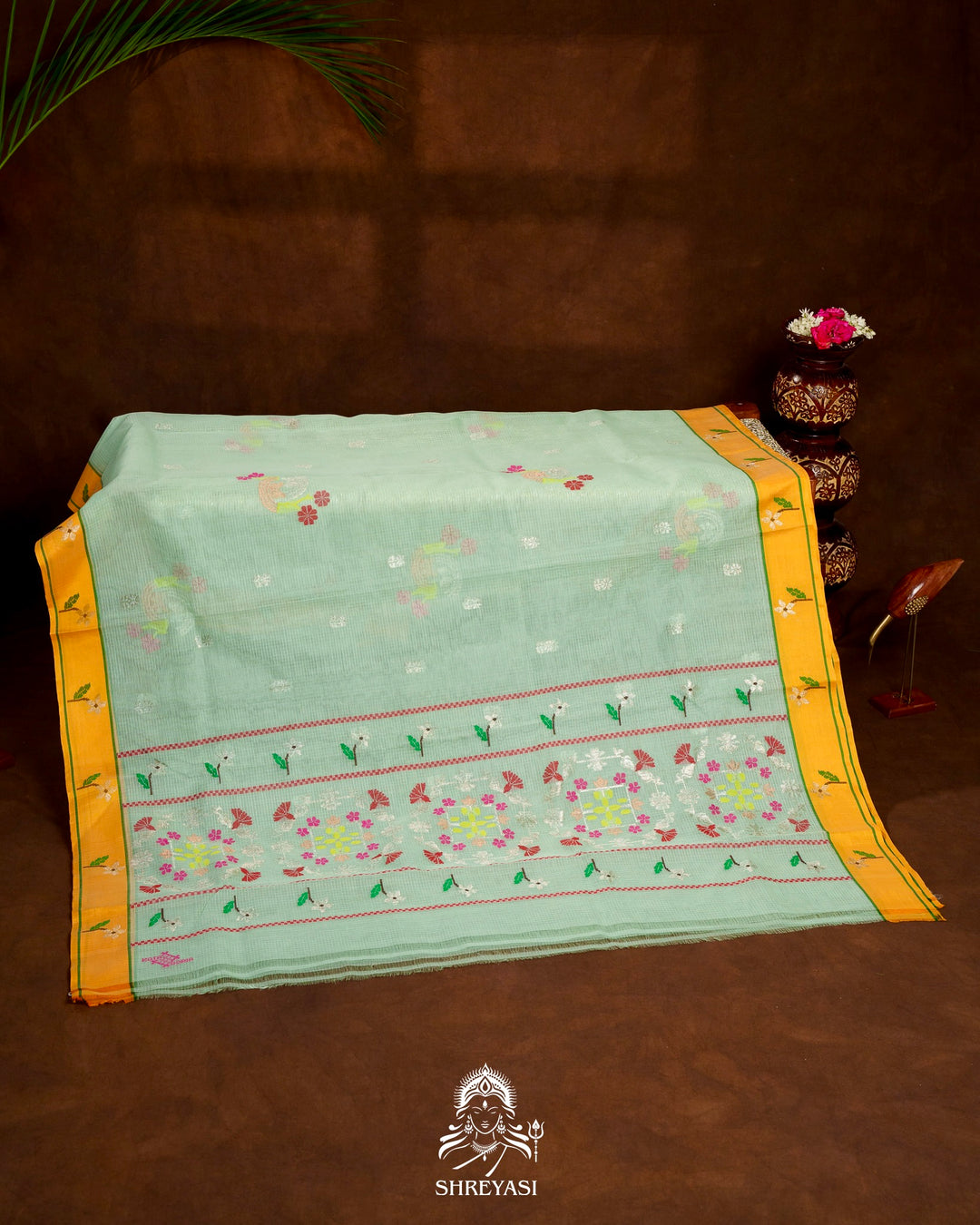 Handloom Pure Zari Kota Saree with Contrast Blouse