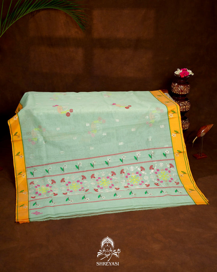Handloom Pure Zari Kota Saree with Contrast Blouse