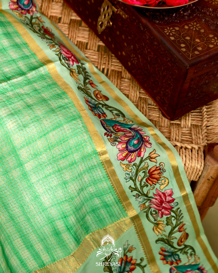 Mysore Silk Saree with Tanjore Design Border and Pallu