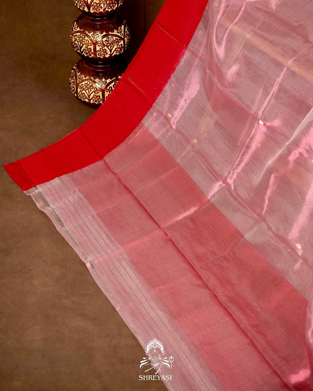 Handloom Pure Chanderi Tissue Silk Saree with Paithani Muniya Border