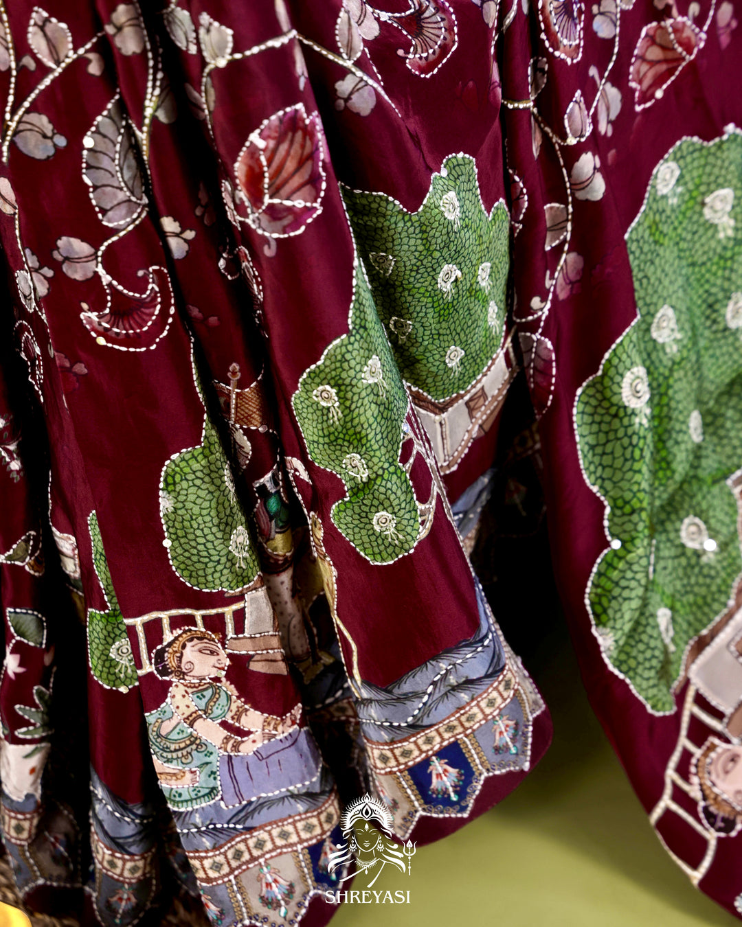 Pure Crepe Silk Saree with Kantha Embroidery