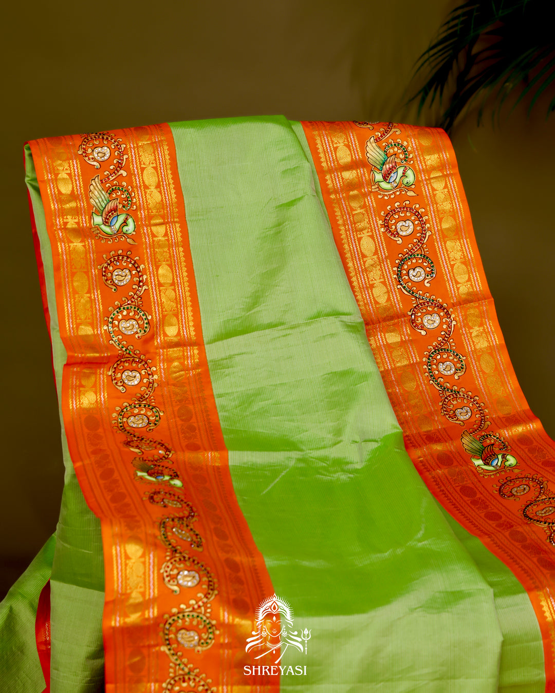 Kanjivaram Silk Saree with Tanjore Artwork