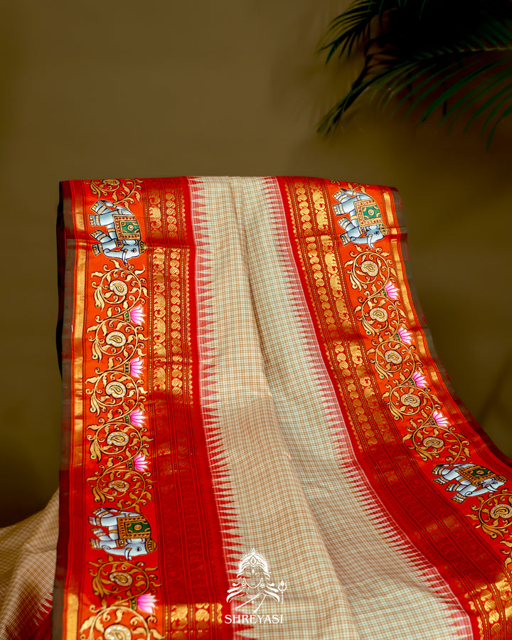 Kanjivaram Silk Saree with Tanjore Artwork