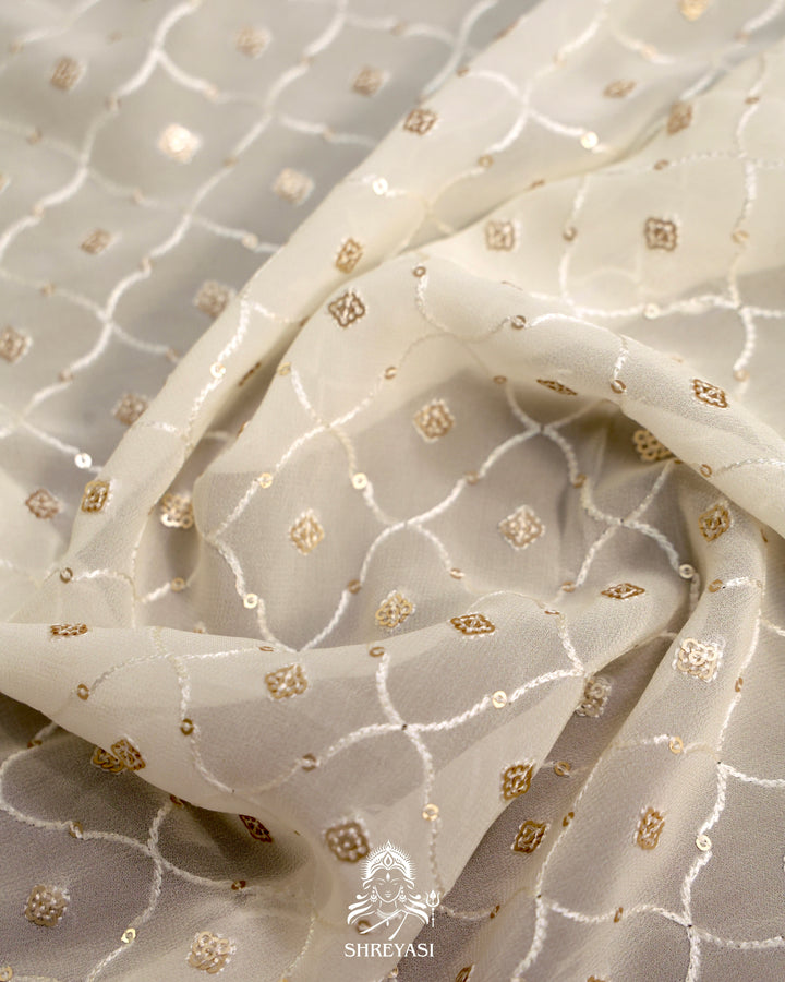 Georgette Floral Saree with Thread Embroidery and Micro Sequins