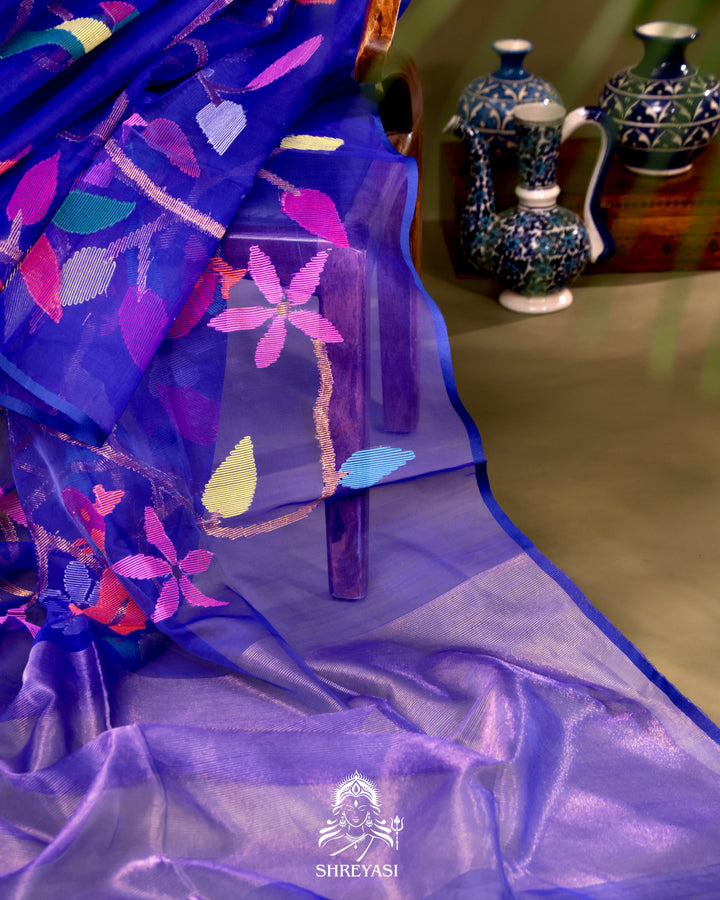 Muslin Jamdani Saree with Full Jaal Needle Weaving