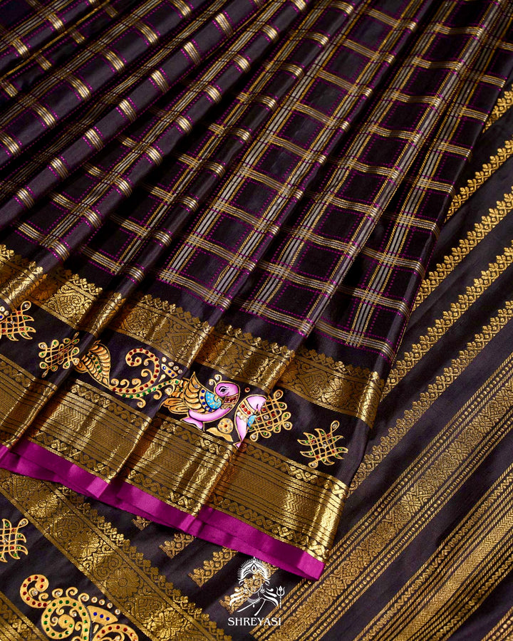 Handloom Pure Kanjivaram Silk Sarees with Real Zari and Hand Painted Tanjore Art