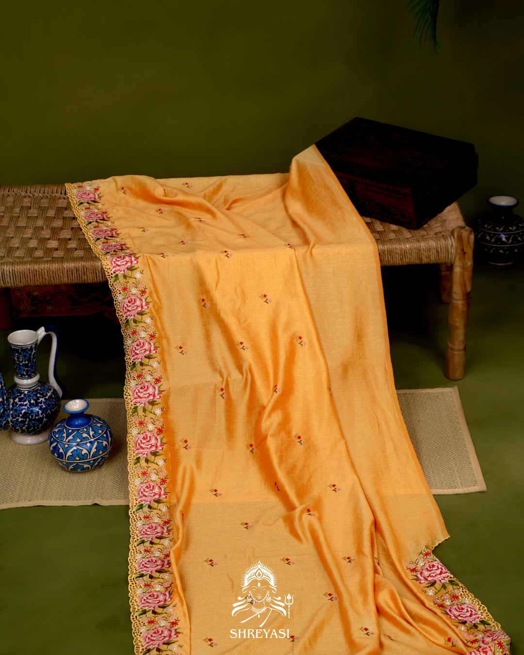 Tussar Silk Saree with Petit Point Embroidery