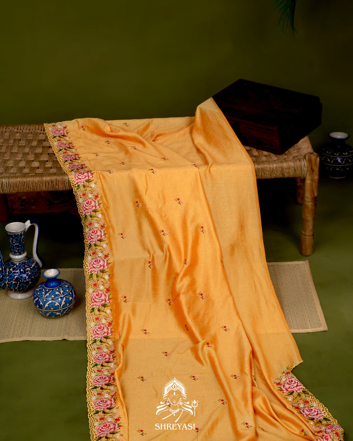 Tussar Silk Saree with Petit Point Embroidery