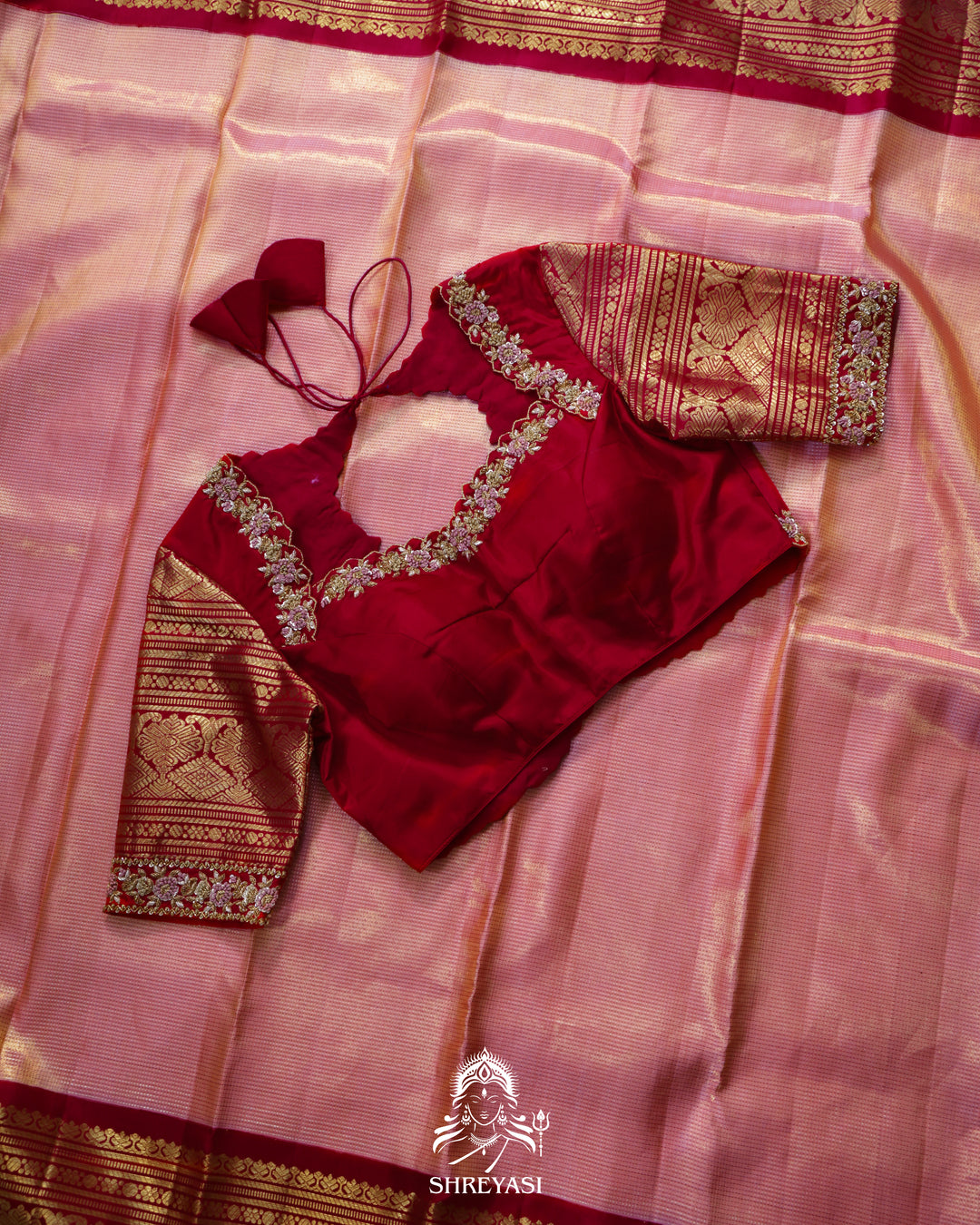 Handloom Pure Kanjivaram Tissue Silk Saree in Vairoosi Weaving with Real Zari