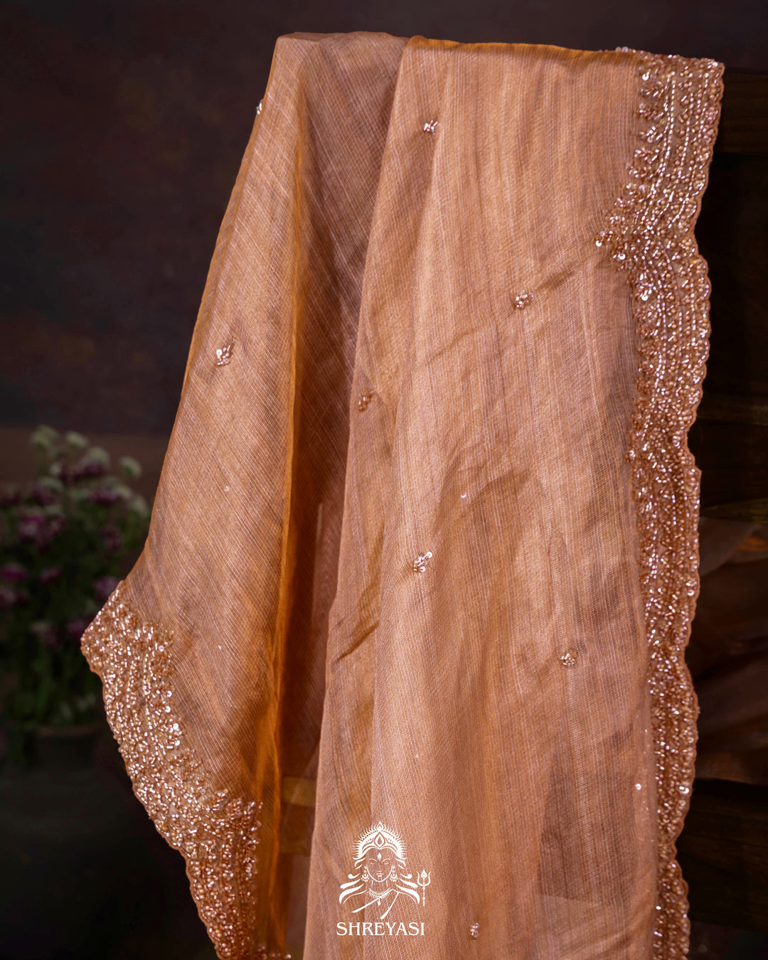 Handloom Pure Tissue Kota Saree with Hand Embroidered Borders