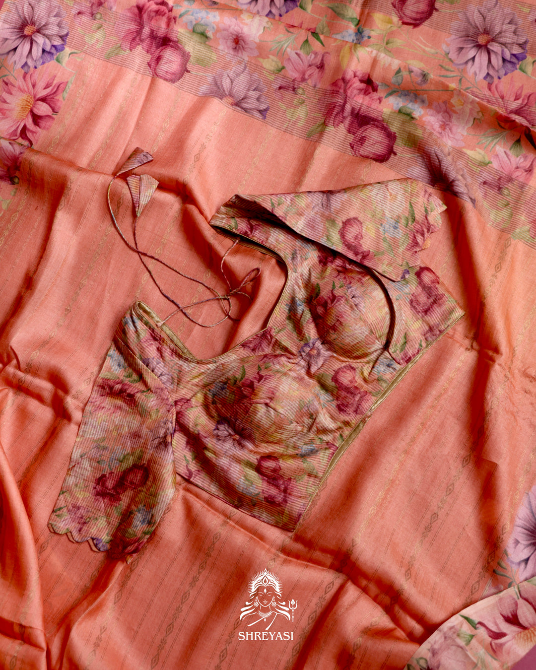 Floral Tussar Silk Saree