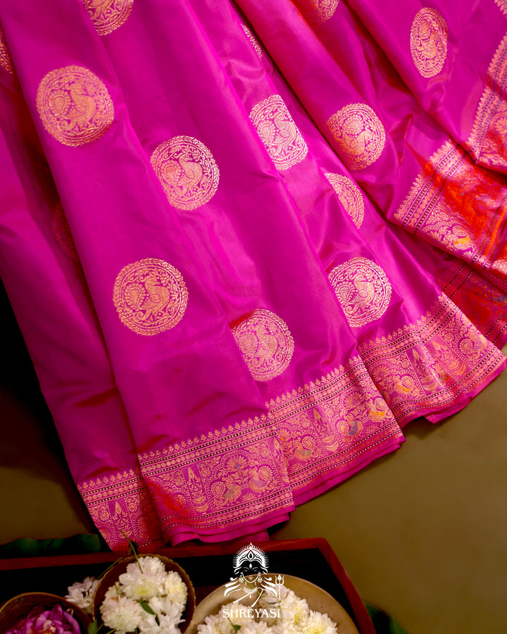 Banarasi Ektara Silk Saree with Kadwa Meenakari Weaving