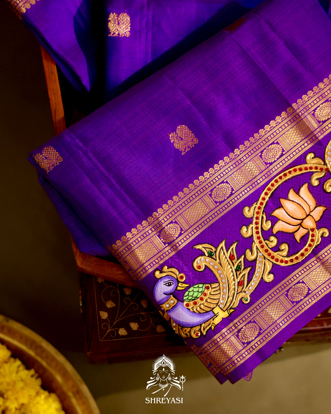 Kanjivaram Silk Saree with Tanjore Artwork