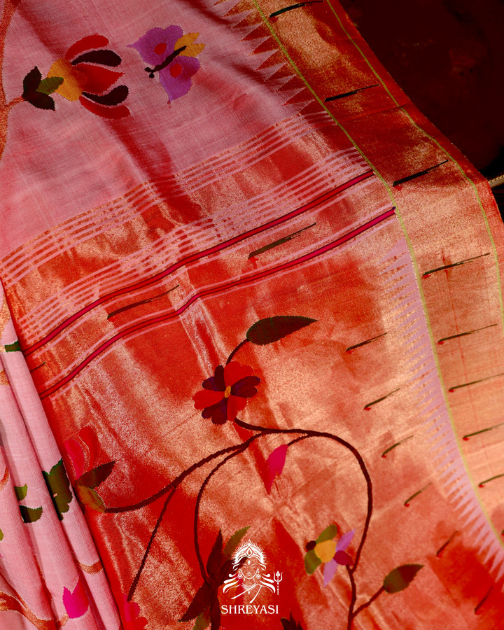 All-Over Paithani Silk Saree with Zari Pallu