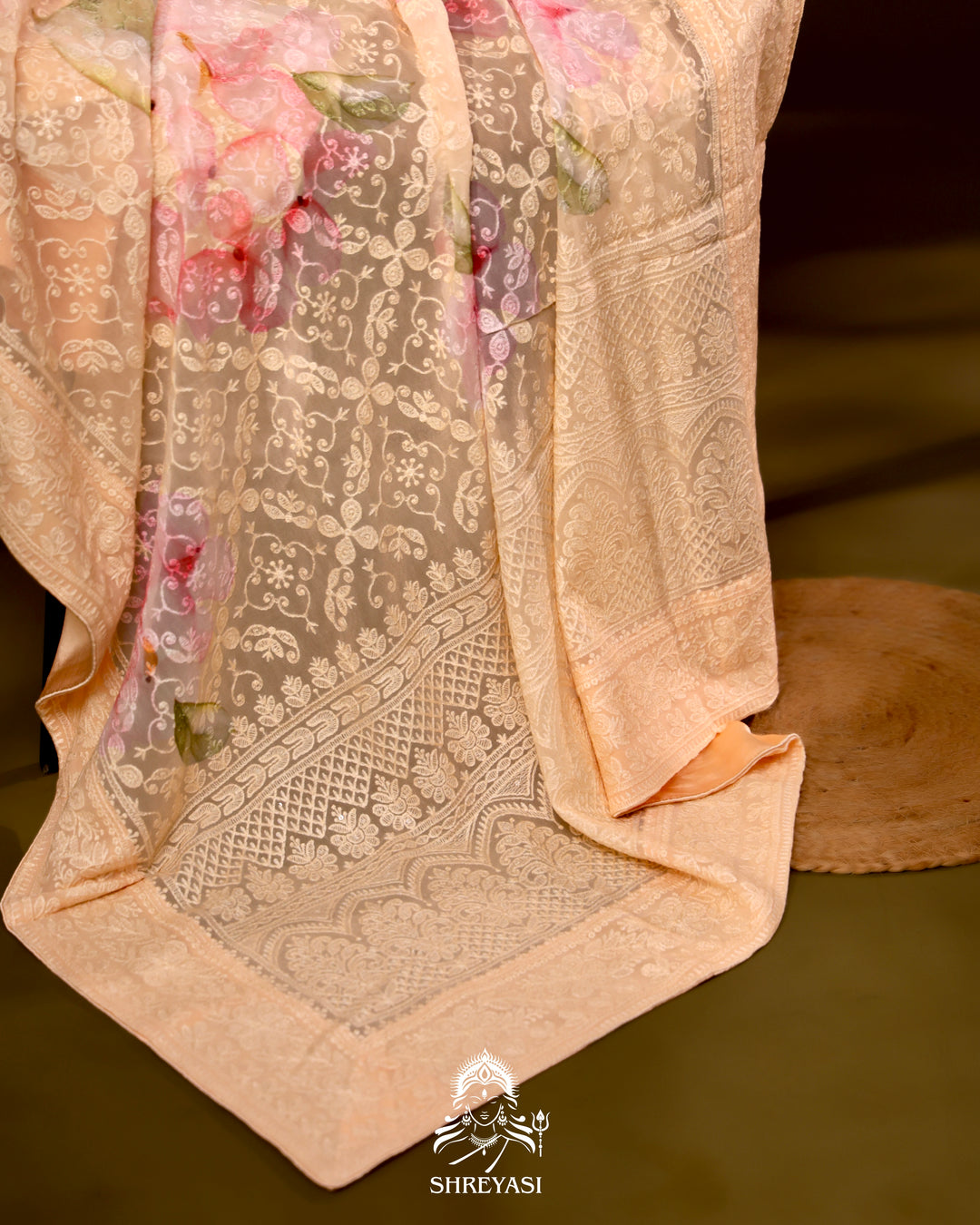 Georgette Floral Saree with Chikankari Embroidery