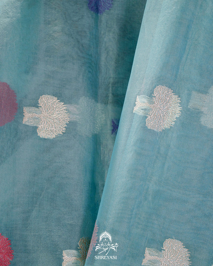 Handloom Pure Banarasi Ektara Kora Silk Saree with Meenakari Weaving & Embroidered Blouse