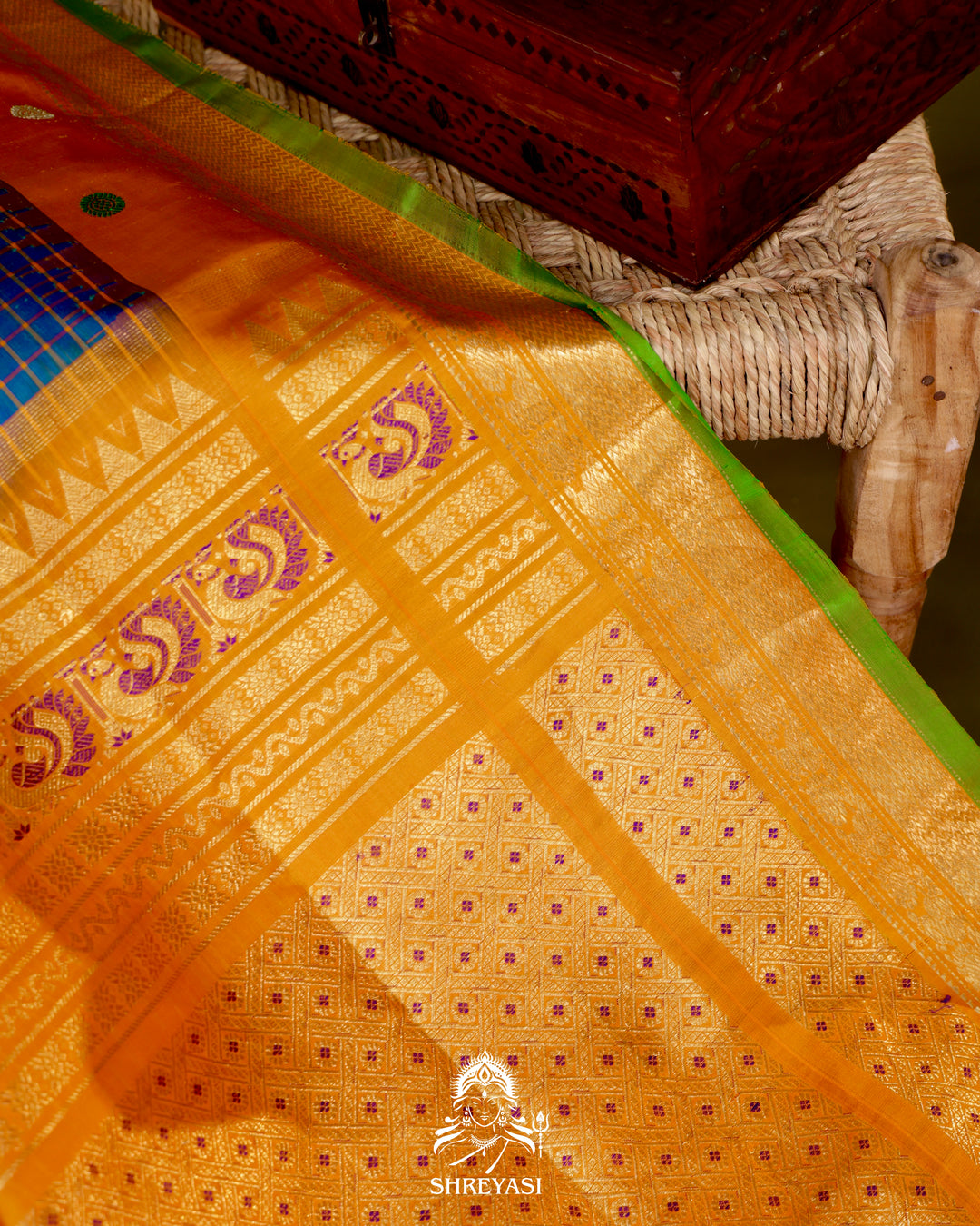 Handloom Pure Gadwal Silk Saree
in Kuttu Weaving and Rich Zari Pallu