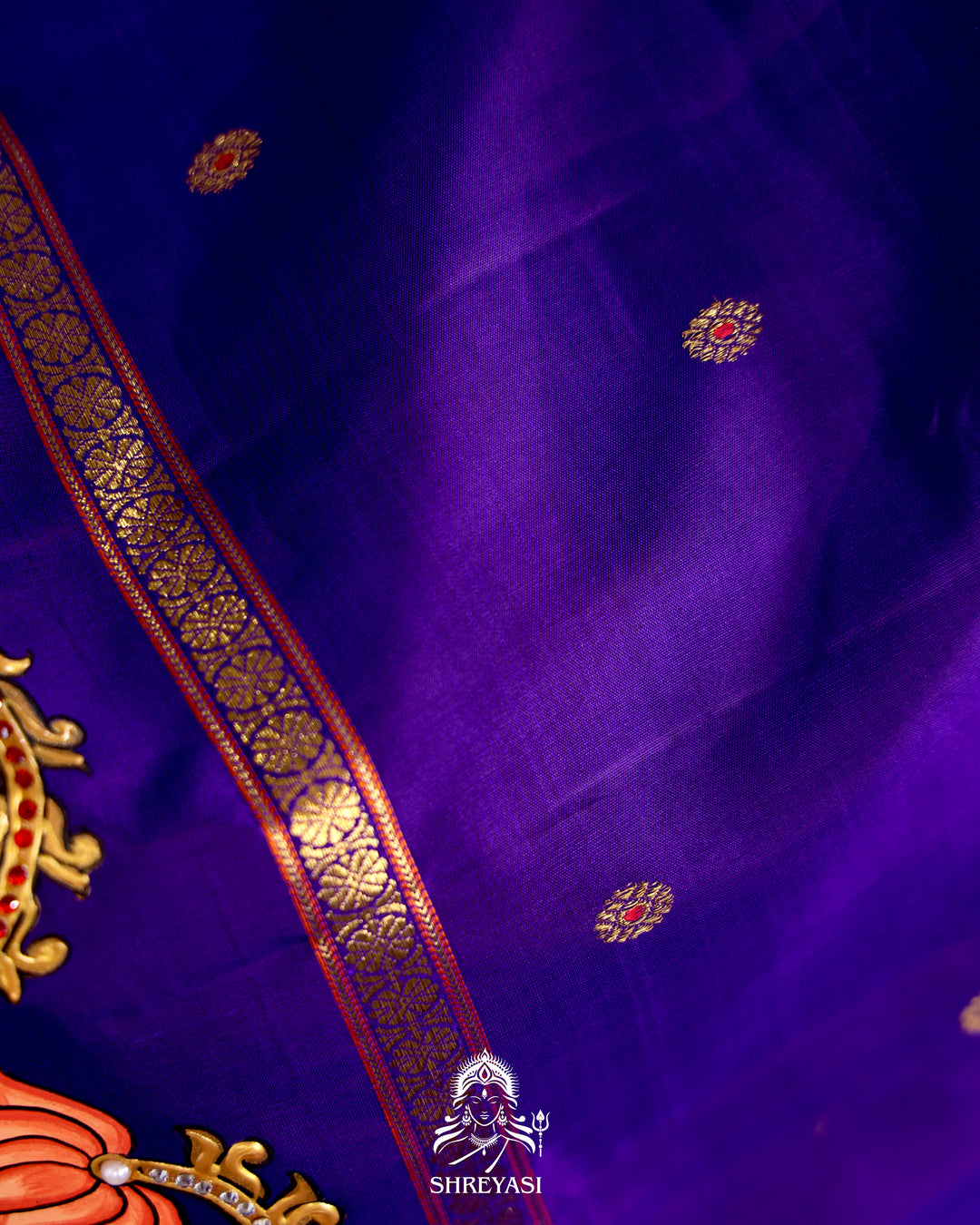 Kanjivaram Silk Saree with Real Zari and Tanjore Artwork