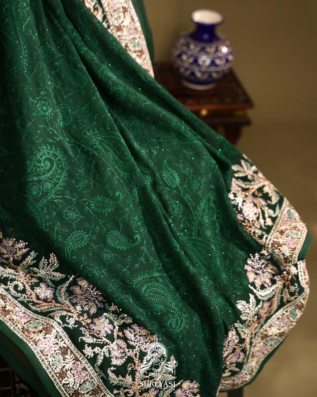Georgette Saree with Thread Embroidery