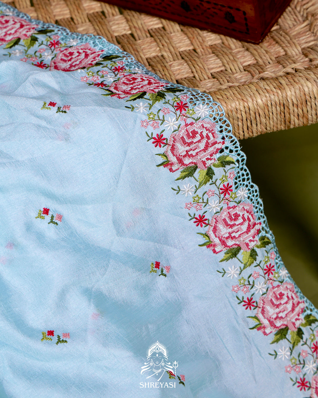 Tussar Silk Saree with Petit Point Embroidery