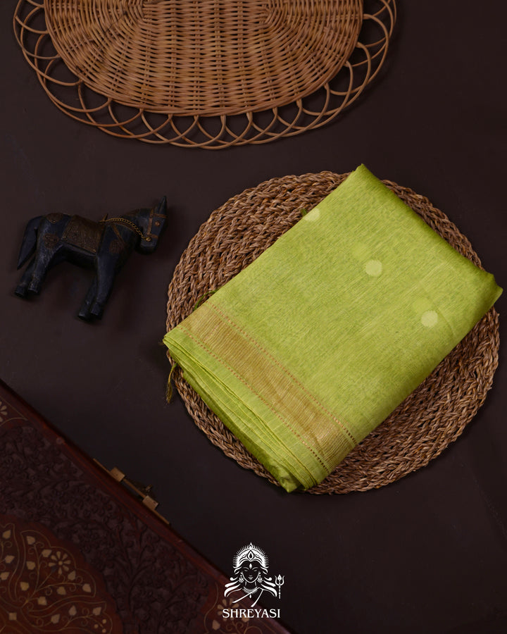 Handloom Pure Linen Saree with Zari Border